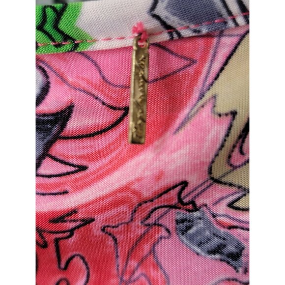 T-Bags Los Angeles Pink & Green Patterned Dress Size L - Picture 3 of 10